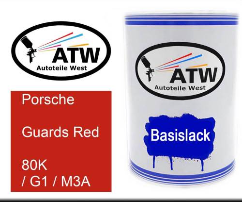 Porsche, Guards Red, 80K / G1 / M3A: 500ml Lackdose, von ATW Autoteile West.
